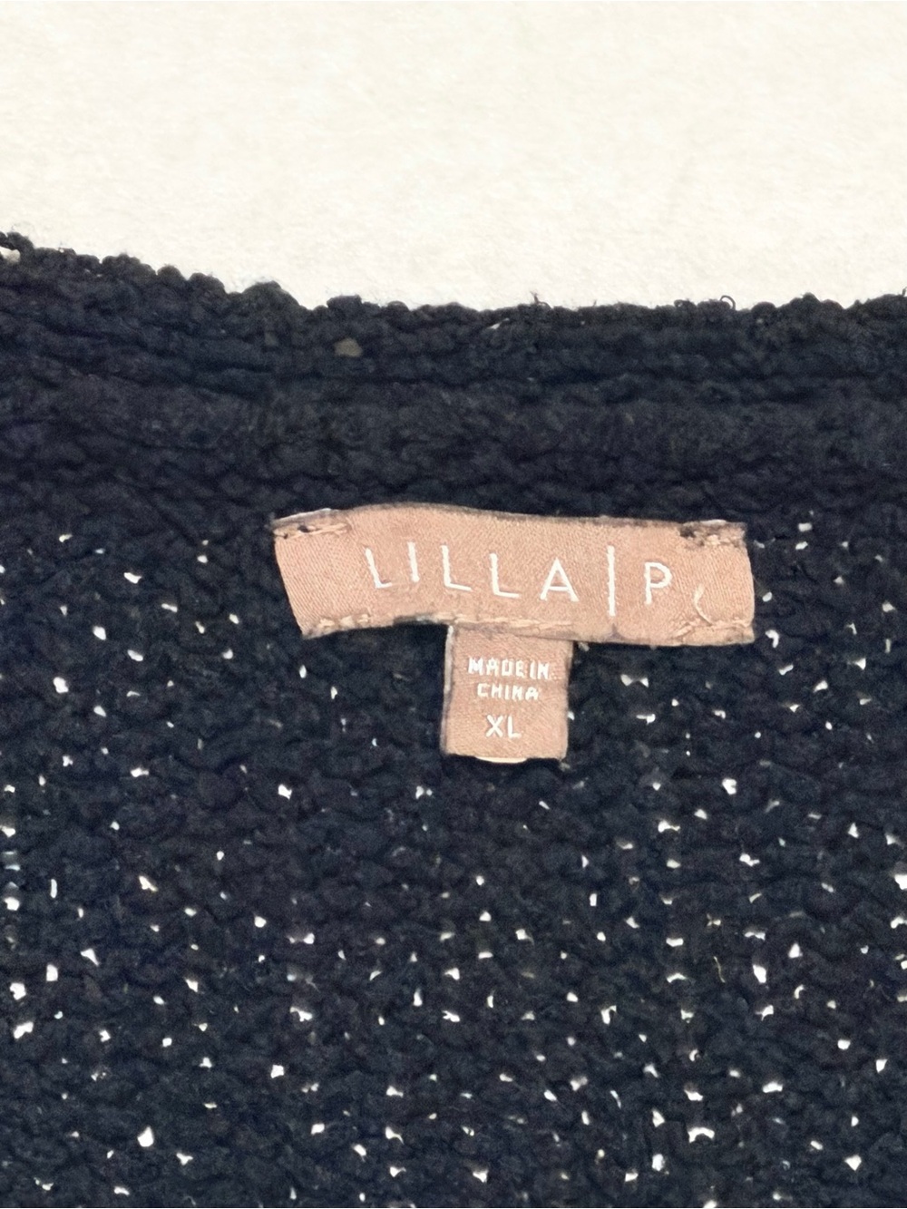 LILLA P Women's Black Knit V-Neck Short Sleeve Sweater Top Size XL - Picture 3 of 10